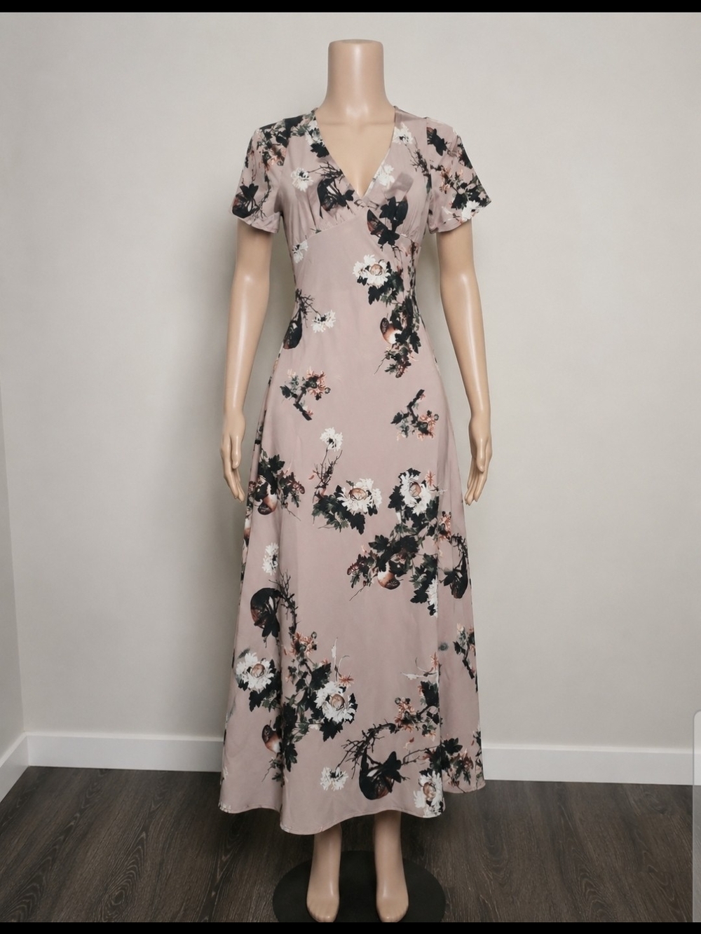 Vici Blush Pink Floral Wrap Maxi Dress